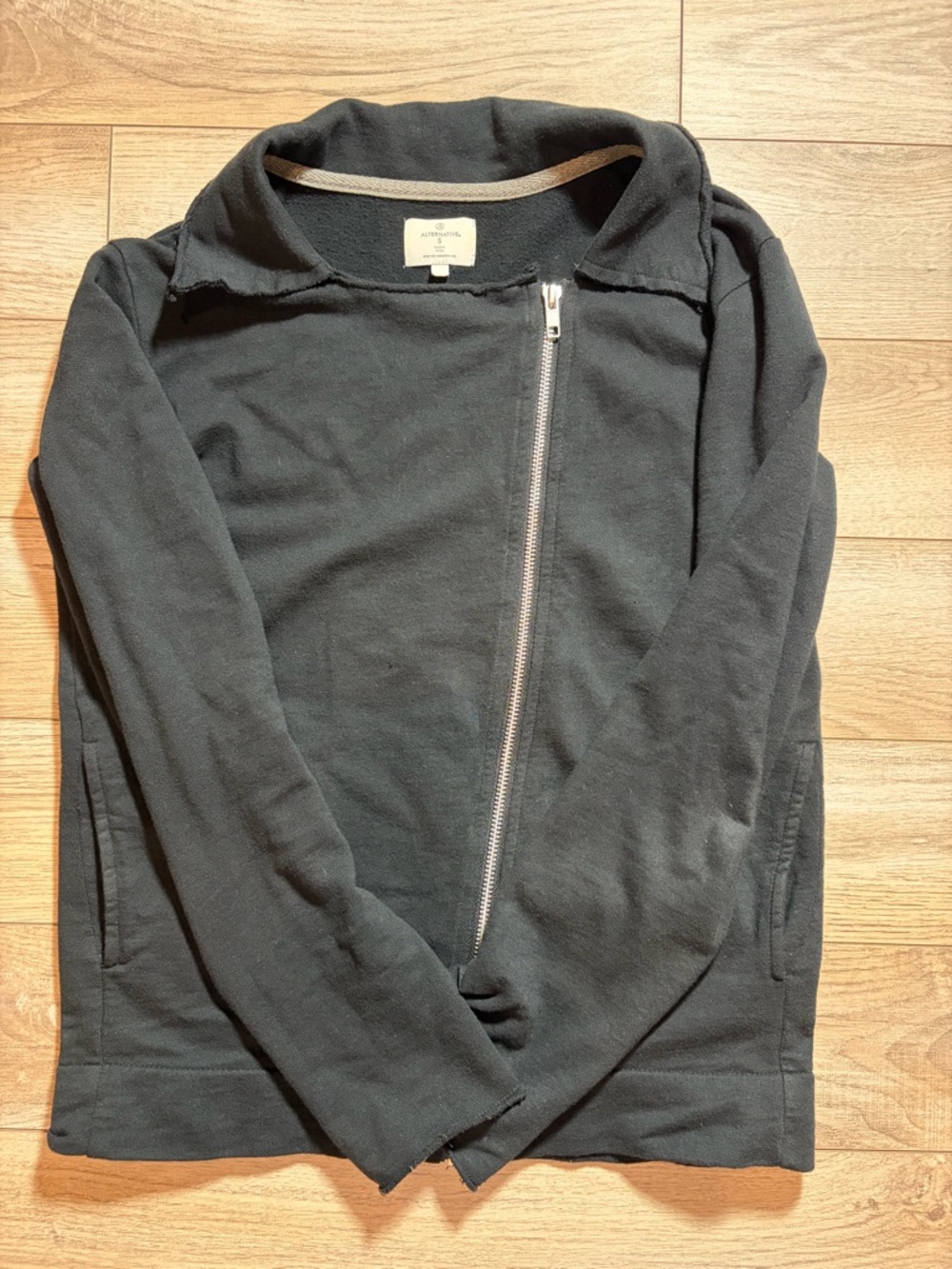 Alternative Apparel Black Asymmetrical Fleece Zip Jacket